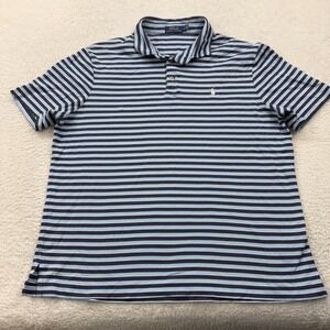 Polo Ralph Lauren Mens Striped Short Sleeve Polo Shirt Navy Blue Light Blue XL